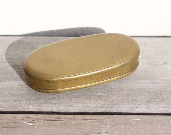 Antique brass box, Dutch Tobacco snuff box, collectible tobaccania, business card case, credit card holder, desk tidy gift for him