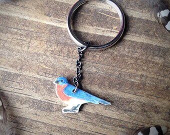 Eastern bluebird keychain bird key chain birds birding gift ornithology