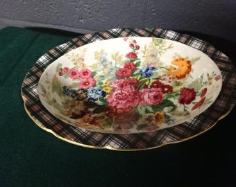 Wedgwood Ralph Lauren Hampton Floral Oval Dish-Bowl/Bone China/Vintage/Collectible/Rare