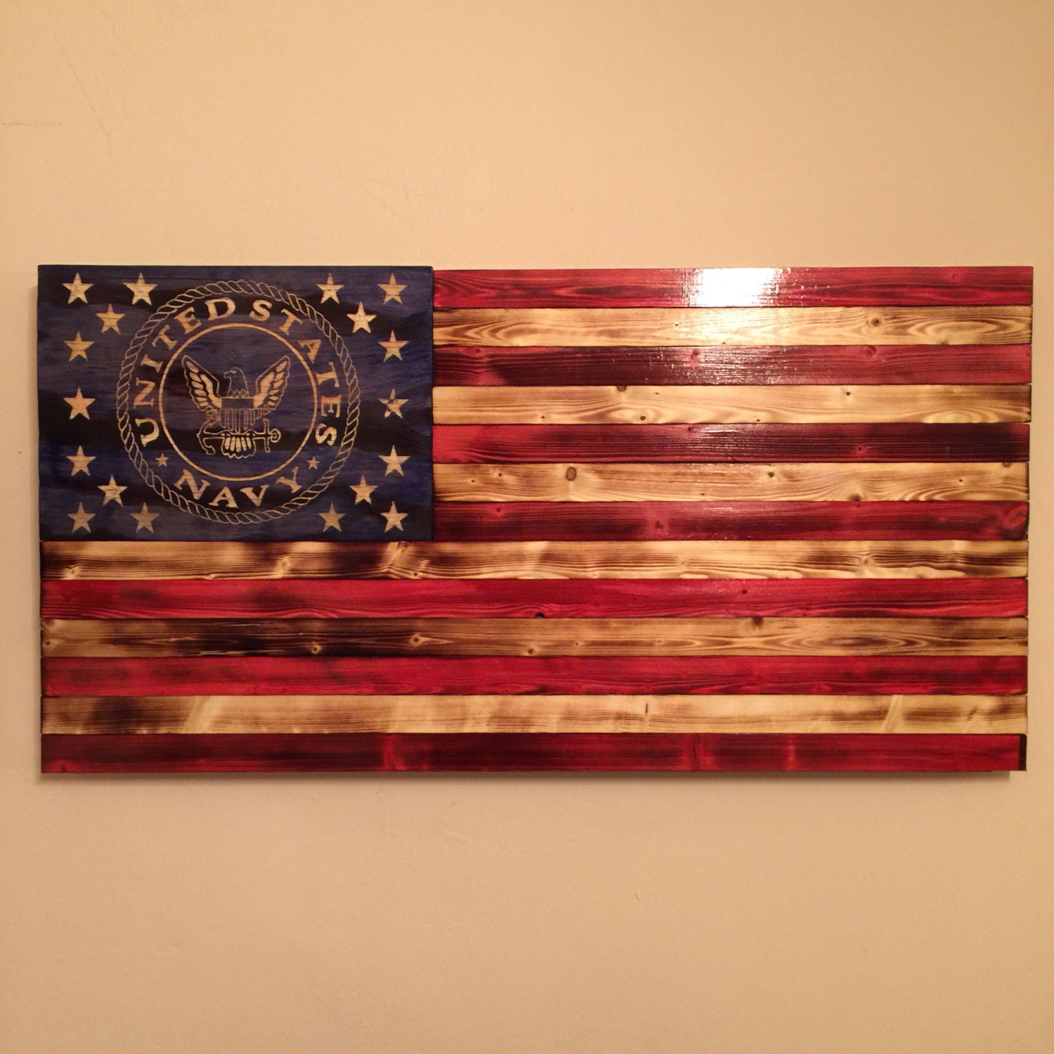 US Navy wooden flag 32x17