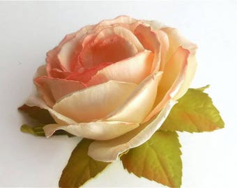 Ivory rose Accessory Bridal hair flower Rose Wedding hair accessories Hair fascinator Bridal ivory headpiece Coral accessory Coral flower