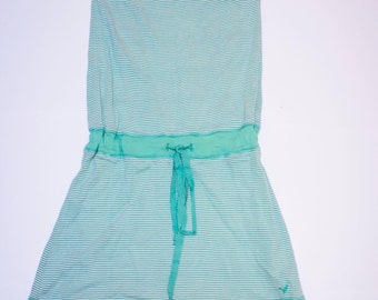 Green strapless dress size 38 waist drawcord