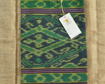 Scarf Handwoven Cotton | Long Handmade Black Green Scarf | Handwoven in Sasak Village, Indonesia | FREE SHIPPING
