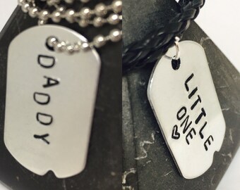 DDLG, necklace set, Little one, ddlg, ddlg daddy, ddlg gift, daddy dowm, fetish, bondage, bdsm day collar, Necklace, hand stamped, BDSM, l