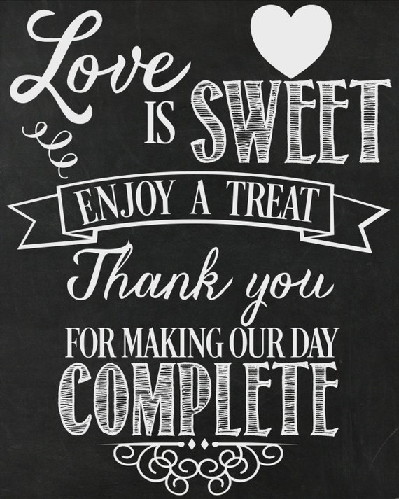 Love Is Sweet...Enjoy A Treat Wedding Printable / sign/ diy