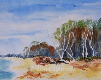Darß, West Beach, Baltic Sea, fine art print 20 x 30 cm, 30 x 40 cm poster, FineArt print 29, 7 x 42 cm, original watercolor and ink 36 x 48 cm