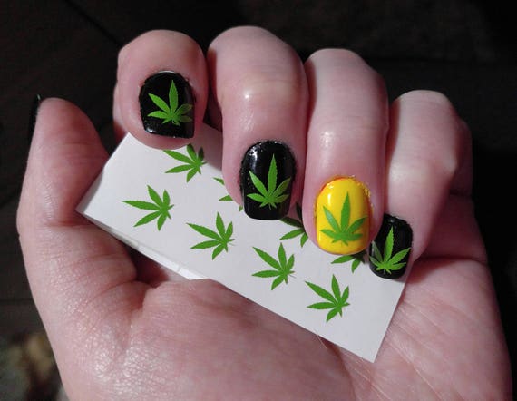4. "Pot Leaf Nail Decals" - wide 9