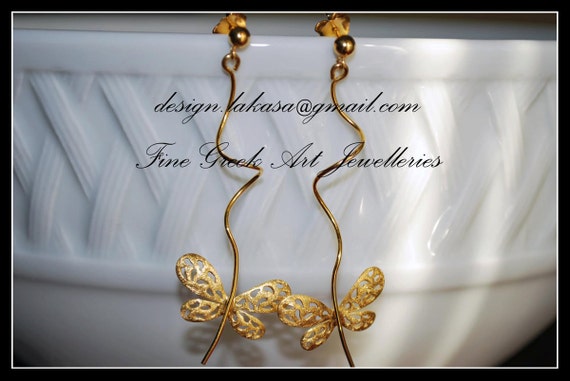 Butterfly Earrings 925 Sterling Silver gold plated Jewelry Lakasa eshop birthday woman anniversary Christmas holidays Best gifts ideas