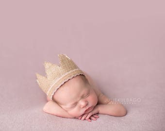 Newborn Crown - Newborn Photography Prop Crown - Newborn Photo Prop Headband Tieback - Baby Crown - Natural Photography Prop - Newborn Prop
