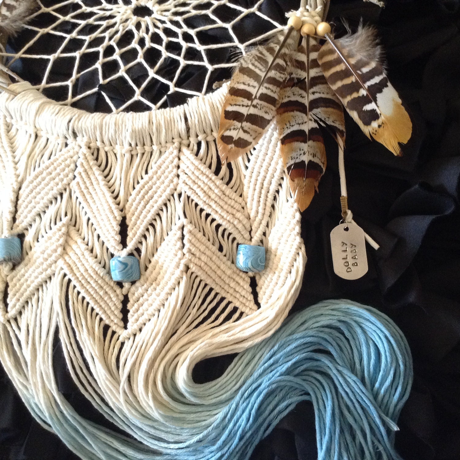 Dream catcher macrame wreath feather wall hanging