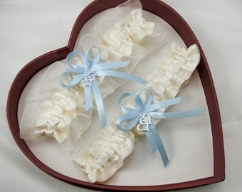 New Ivory Light Blue Wedding Garters Prom Homecoming Dance