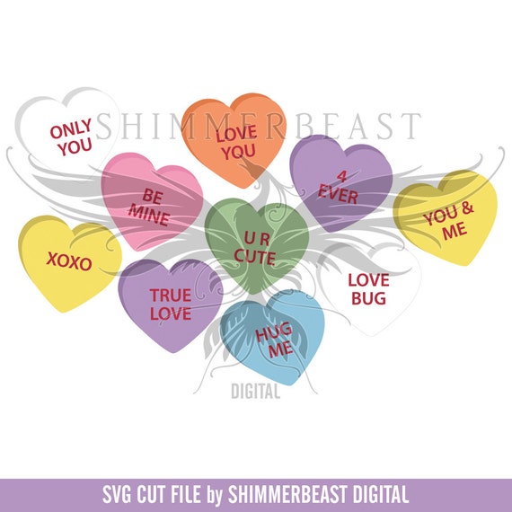 Download Valentine's Day SVG Cut File Candy Hearts svg