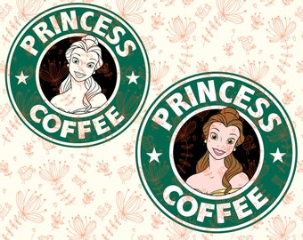 Disney Princess coffee Belle SVG cutting ESP vector instant download