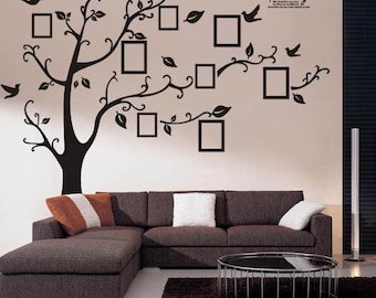 Family Picture Photo Frame Tree Wall Art Stickers Vinyl Decals Home Decor  Black