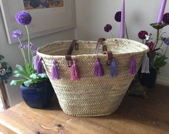 French shopping basket with hand made tassles