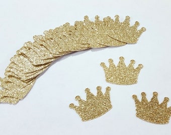 25 pcs Gold Glitter CROWNS Confetti / Princess Party Decorations / 1st Birthday Party Decor / Little Prince Decor / Baby Shower Decorations