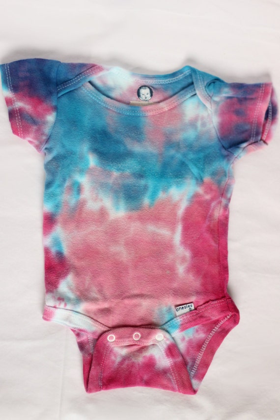 Pink & Blue Tie Dye Onesie Baby Shower Gift Short Sleeved