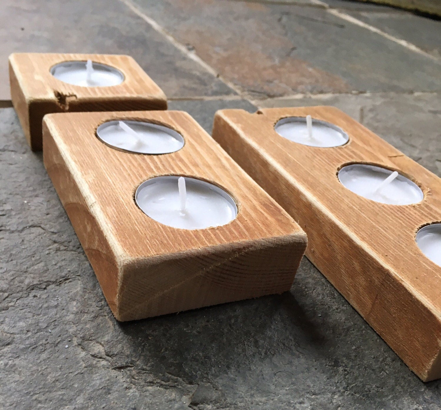 Wooden tealight holder set candle holder set tealight