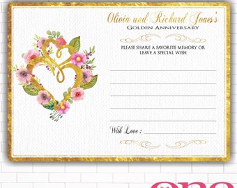 50th Wedding anniversary memory card Printable Custom