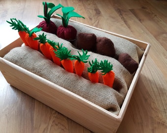 Garden Play Set with box Felt food Play food Eco-friendly toy Toys for Baby shower gift Montessori toys play set Birthday gift