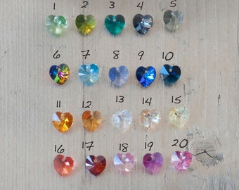 Swarovski Crystal Heart Charm 10mm Add Charm to Any Necklace Choose Your Colour, High Quality Crysta Small Heart Charm