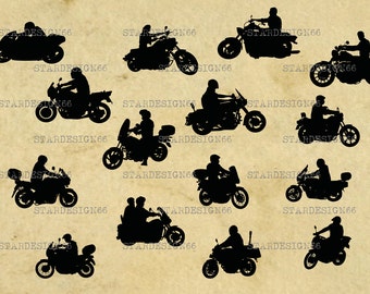 Digital SVG PNG JPG Bikers, motorcycle bike rider, vector, clipart, silhouette, instant download