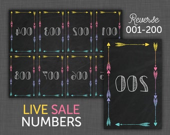 Live Sale Number Cards, Live Sale Numbers, Facebook Live, Reverse Numbers, Mirror Numbers, Numbers 001 - 200