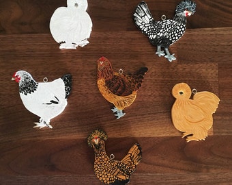 Custom Chicken Hand Painted Ornament/Magnet