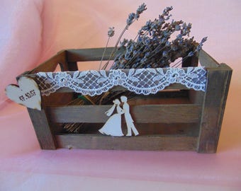 Rustic Wooden Crate Box, Wedding Box with engraved Heart, Rustic Box for Favors Programs Cards Advice,Wedding CardBox
