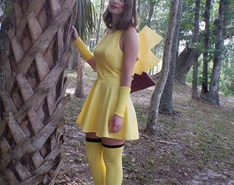Pikachu Costume - Pikachu Cosplay Dress, Ears, Tail, Leggings and Arm Bands - Full Cosplay Commission to Transform into Pikachu from Pokemon