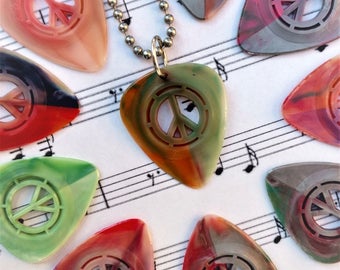 Peace Guitar Picks Pack of 10 with USA Made Necklace Love of Music