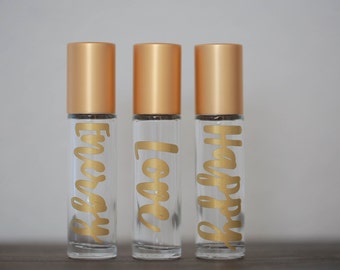 3 Essential Oils Roller Bottle With Label and Metal Roller (3-10 ML bottles) {oils not included}