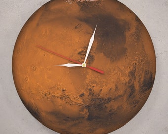 Mars - Wall clock made of vinyl record - 12 inch - Unique design - Mars sticker - Handmade only - Home decor - Wall art