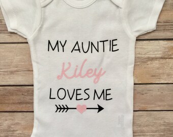 My Aunt Loves Me Baby Onesie®, Newborn Onesie® ,Baby Shower Gift, Baby Girl Gift, Baby Girl Outfit, Aunt Baby Gifts, Aunt Onesie®, Auntie