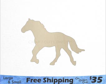 Horse Shape - Large & Small - Pick Size - Laser Cut Unfinished Wood Cutout Shapes (SO-0030)