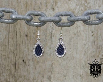 From dark blue Denim Jeans diamond earrings