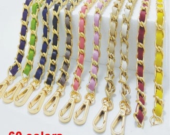 60 colors Leather Purse Strap Shoulder Replacement Handle handbag Bag Wallet Chain Metal Handle Plated Link Clutch chain Gold chain