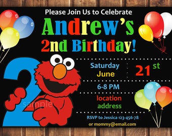 Elmo birthday invitation, Elmo invitation, Elmo birthday card, Sesame Street Invitation-digital B