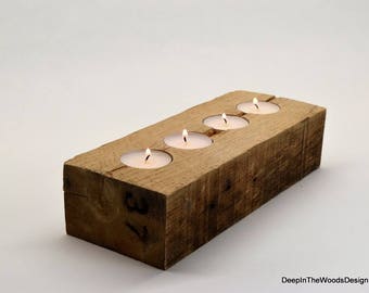 Tealight Holder - Large Rustic Reclaimed Pallet Wood Tealight Holder - Rustic Home Décor