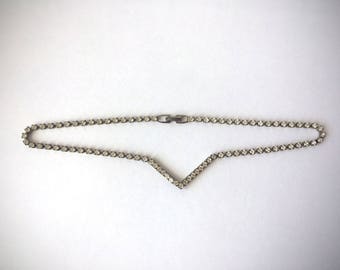 Crystal Rhinestone Necklace/ Vintage 1980s/ Clear Crystal Rhinestone Necklace