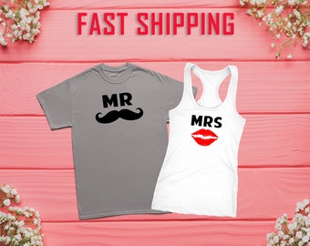 Mr MRS shirts, Mr and Mrs shirts, Couple Matching shirts, honeymoon shirts, Mr Mrs wedding shirts, Hubby Wifey Shirts, Mrs tank D41