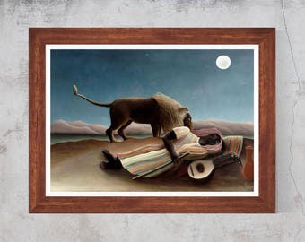 Henri Rousseau The Sleeping Gypsy 1897 Painting Art Canvas Print