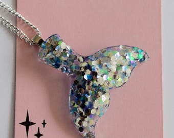 Handmade Glitter Resin Mermaid Tail Pendant/Necklace