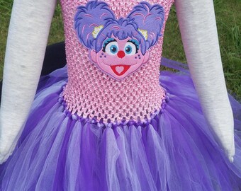 Abby Cadabby tutu dress/princess/Inspired by Abby Cadabby/Sesame street/gifts for girls/Halloween costume/chunky necklace/bow/Disney
