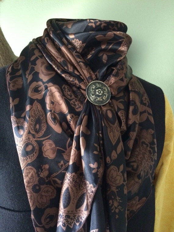 Brown Floral Cowboy Buckaroo Wild Rag by Mann Creek Wild Rags