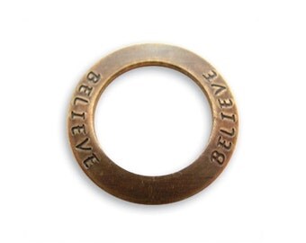 4 BELIEVE Affirmation Rings, Vintaj Natural Brass (P123)