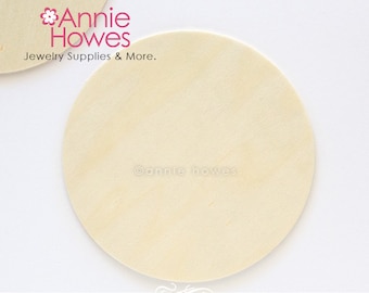 4" Wood Circles for Wood Crafts, Coaster Size Unfinished Wood Disc Shapes. 5 Pieces.