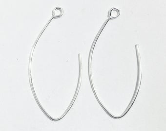 10 pcs of Silver plated earrings hook 32x14mm, Silver leaf shape earring hook, Made in USA