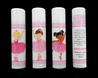 Ballerina Party Favors - Lip Balm - Lip Balm Favors - Personalized - Vanilla Lip Balm - Pink - Girl's Party Favors - Thank You Gift