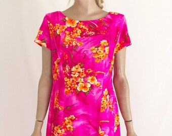 Vintage 60's Mod Hawaiian Maxi Dress